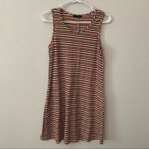 Can’t Miss Rainbow Stripe Ribbed Tank Dress Womens Size Medium